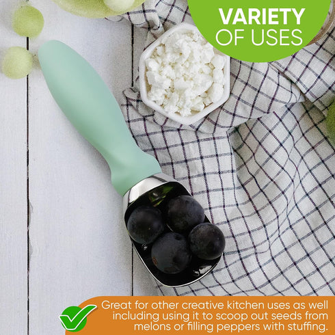 Spring Chef Heavy Duty Ice Cream Scoop with Comfortable Handle, Professional Metal Ice Cream Scooper for Gelato, Sorbet, Cookie Dough, Frozen Yogu...