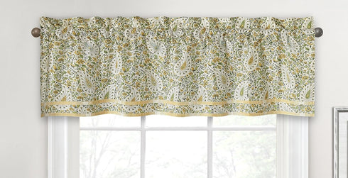 Waverly Paisley Verveine Valance for Window Rod Pocket Curtain for Kitchen and Living Room, 52 in x 16 in, Spring...