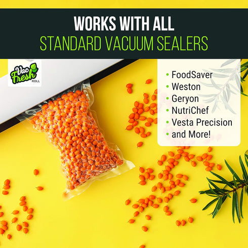 Vac Fresh Food Vacuum Sealer Rolls (8" x 50', 1 Roll), 3.5mil VF850 Embossed Food Storage Bags, Vacuum Seal Bags for Meal Prep, Sous Vide Bags for...