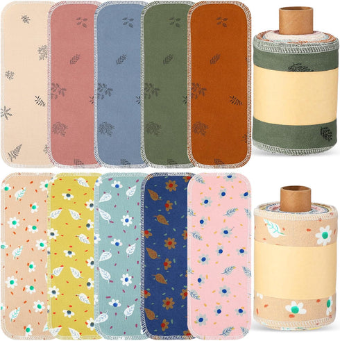 50 Pcs Reusable Toilet Washable Bidet Towels Rerollable Cloth Wipes Paperless Towels Roll Absorbent Cotton Towels Paper Towels for Kitchen Paperle...