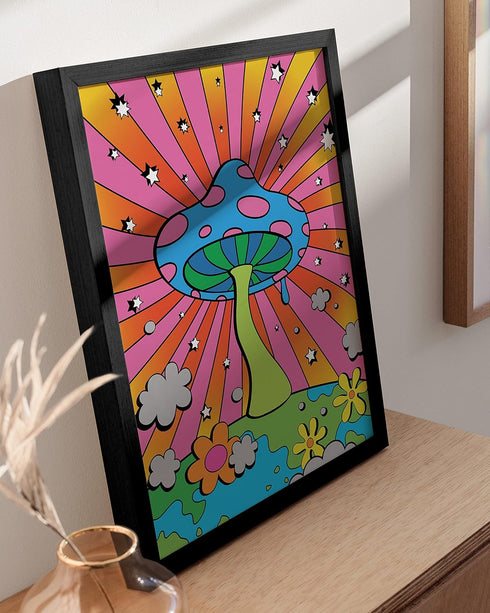 HAUS AND HUES Mushroom Poster Trippy Posters - Indie Posters Posters for Room Aesthetic Trippy Hippie Posters Y2K Poster Mushroom Art Indie Pictur...