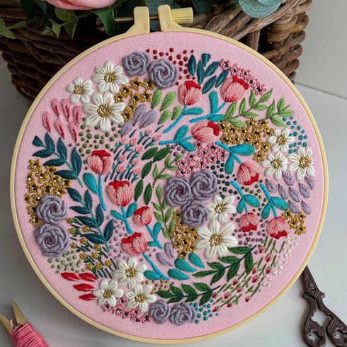 Myfelicity Embroidery kit for adults, Embroidery Material Set with Cute Flowers and Plants Patterns. 3 Embroidery Clothes and Colors Threads. 1 Ho...