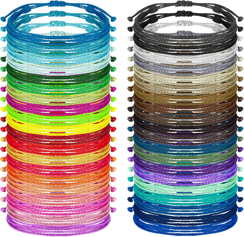 40 Pcs String Bracelets for Woman Surfer Bracelet Anklets Boho Friendship Wave Bracelet Summer Beach Adjustable Handmade Braided Yarn Bracelet for...