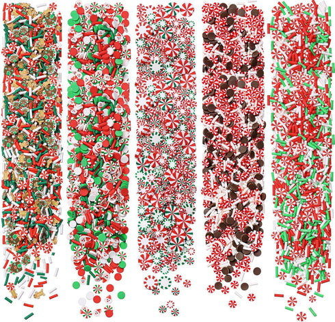 250 Grams Christmas Fake Chocolate Candy Sprinkles Tiny Polymer Clay Embellishments Xmas Polymer Clay Slices Soft Clay DIY Decoration for Resin Na...