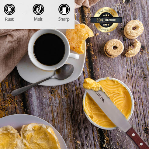 Straight Icing Spatula Stainless Steel Baking Set of 6", 8" & 10" Wooden Handle Cake Decorating Frosting Spatulas...