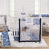 Carter's Blue Elephant - Chambray, and White Clouds, Moon and Stars Super Soft Sherpa Baby Blanket...