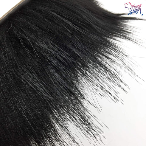 Furryvalley Faux Fur Trim Raccon Fox Fur Ribbon Craft Furry Stripe for Slippers Slides Fringe 2 Yards (Black)...