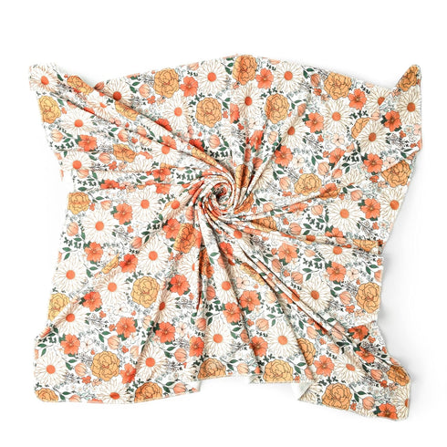 Konssy Baby Girl Newborn Receiving Blanket with Headband Set Baby Swaddle Floral Motif Nursery Swaddle Wrap...