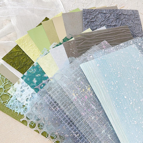 Aromoty 30Pcs Handmade Scrapbook Paper Craft Textured Paper Morandi A5 sheet Mesh Fabric Mulberry Special Paper Mix for Scrapbooking Junk Journal ...