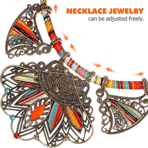 TENDYCOCO Bohemian Necklace Earring Set Ethnic Choker Necklace Chunky African Statement Jewelry Sets for Women...
