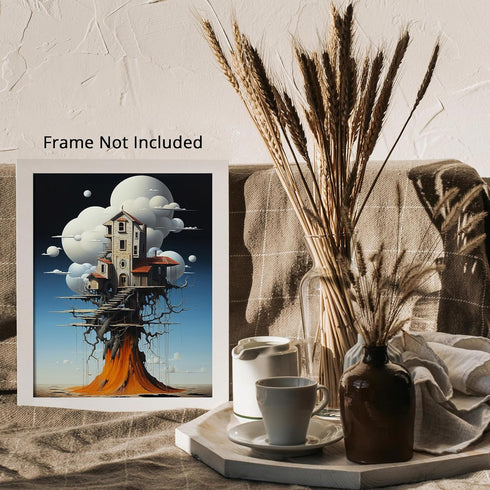 Posterizer 1 pcs-futuristic tree house-Abstract & Modern Art-Fantasy & Fiction Art-Gift for Art Lovers-Decor for Home & Office- UNFRAMED Wall Art...