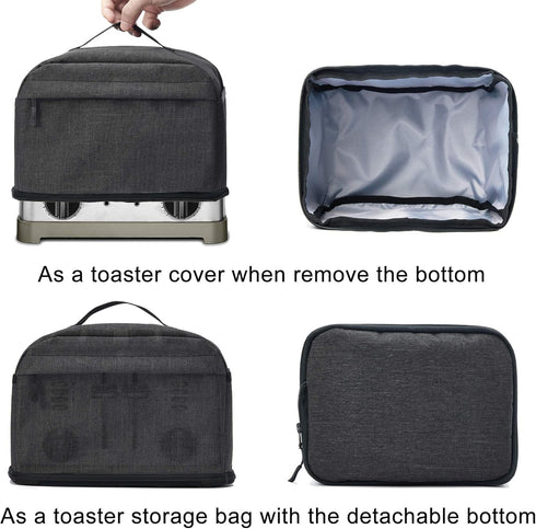 VOSDANS 4 Slice Toaster Cover with Removable Bottom 2-in-1 Toaster Bag with Pockets Toaster Storage Bag with Handle, Dust and Fingerprint Protecti...