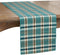 SARO LIFESTYLE Kalama Collection Plaid Woven Water Hyacinth Table Runner, 14" x 72", Turquoise...