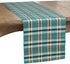 SARO LIFESTYLE Kalama Collection Plaid Woven Water Hyacinth Table Runner, 14" x 72", Turquoise...