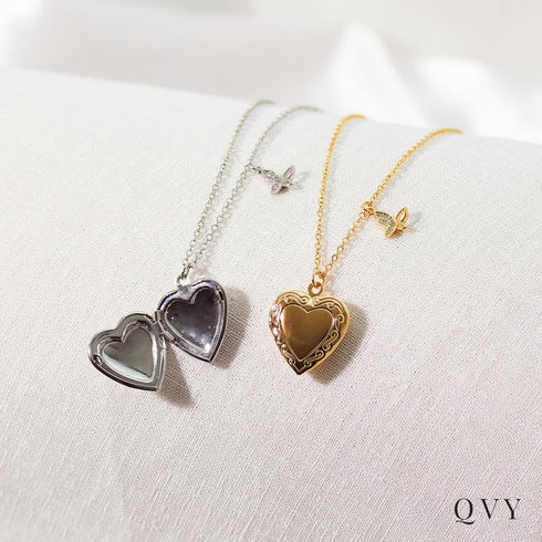 Love Heart Locket and Butterfly Pendant Necklace for Women 18K Gold Plated Photo Lockets that Hold Picture Jewelry Christmas Gifts for Teen Girls ...