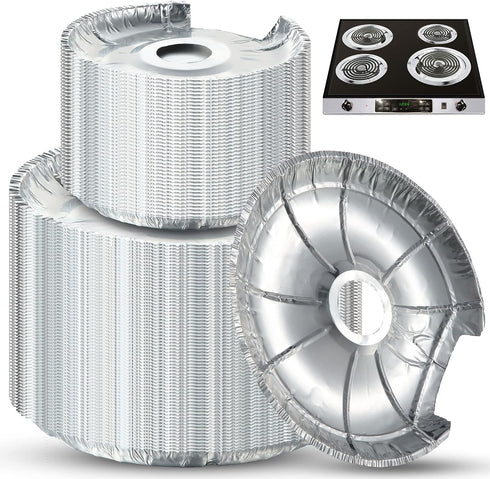60 Pcs Electric Stove Burner Covers, Disposable Aluminum Foil Drip Pan Liners, 6 inch and 8 inch Round Burner Liners Bibs to Keep Stove Top Clean from Oil and Food (30 Pcs 6 , 30 Pcs 8 )