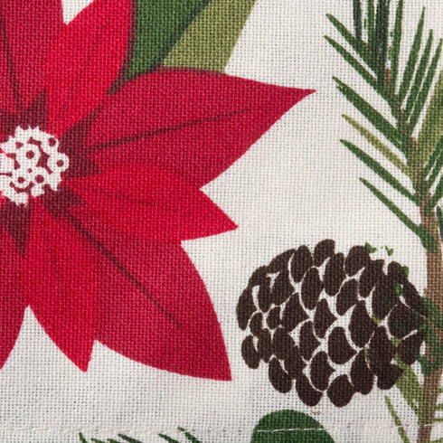 DII Woodland Holly Christmas Holiday Kitchen & Table Décor, Table Runner, 14x72, Poinsettia & Christmas Greenery...