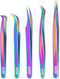 Eyelash Extension Tweezers - Japanese Surgical Steel, Professional, Precision Tips, 5-Piece Tweezer Set with Angles, Eyelashes Tools for Individua...