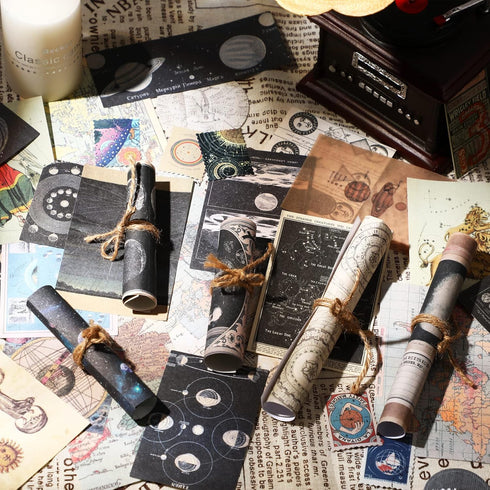Vintage Scrapbooking Sticker Paper Supplies for Journaling Retro Collection Washi Stamping DIY Craft Kits Collage Album Bullet Aesthetic Cottage P...