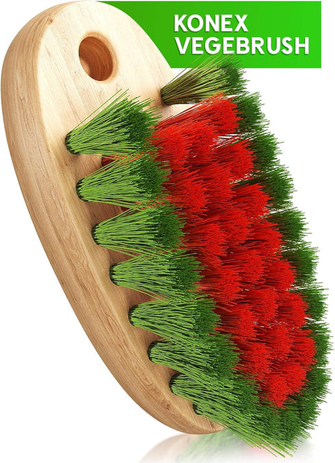 Veggie Brush - Fruit and Vegetable Produce Brush and Potato Scrubber. Vegetable Scrubber Brush for Food with Beechwood Handle. Mushroom, Potato Sc...