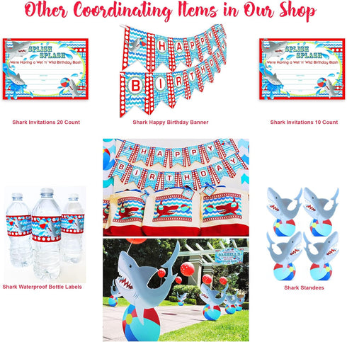 Shark Party LARGE Invitations - 20 Invitations 20 Envelopes...