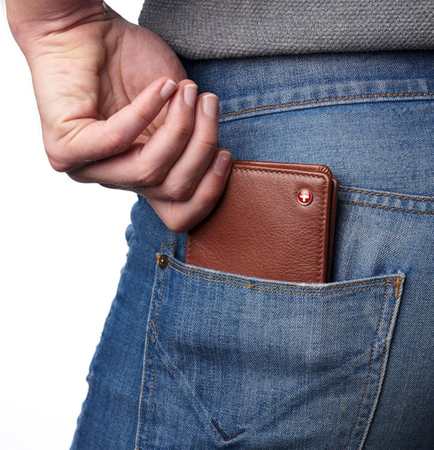 Alpine Swiss Mens Nolan Bifold Commuter Wallet Cowhide Leather RFID Safe Comes in a Gift Box Tan...