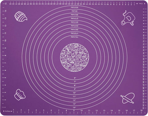 Silicone Baking Mat for Rolling Pastry Dough with Measurements, 19.7" x 15.7" BPA Free Non stick and Non Slip Purple Table Sheet Baking Supplies f...