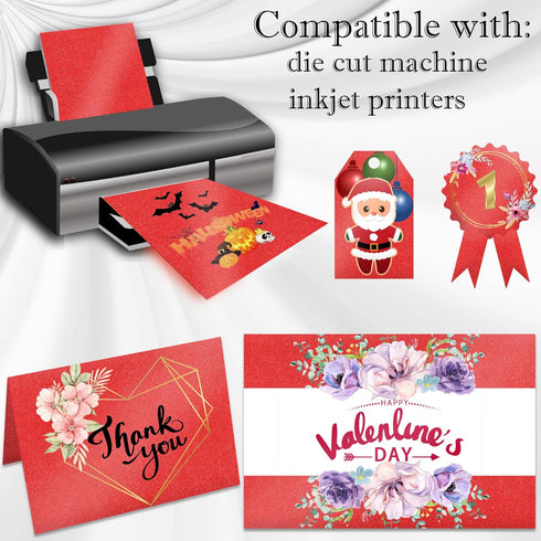 Gondiane Red Shimmer Paper,24 sheets Pearlized Coating Cardstock Paper 8.5 x 11 Inches for DIY Cards, Invitations,Scrapbooking,Certificates and Ot...