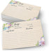 321Done 4x6 Floral Recipe Cards (Set of 50) - Thick Double Sided Premium Card Stock - Made in USA - Watercolor Flowers on Kraft Look, Large Notes ...