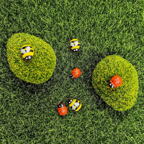 SNAIL GARDEN Fairy Artificial Grass, 8Pack Life-Like Garden Lawn with 5Pcs Artificial Moss Rocks-Miniature Ornament Garden Fairy Accessories for G...