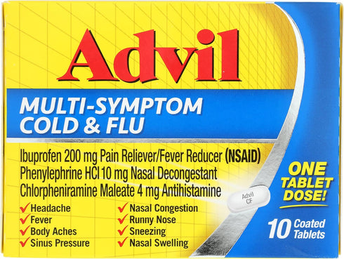 Advil Multi-Symptom Cold & Flu Coated Tablets, 10 Count...