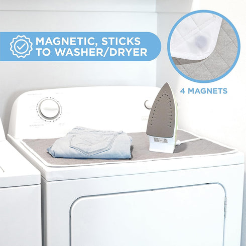 HOLDN’ STORAGE Ironing mat, Magnetic Laundry mat, 28.25” x 19”, Gray, Quilted, Washer and Dryer Countertop, Ironing pad...