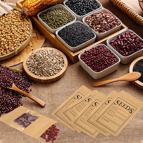 100 Pieces Seed Saving Envelopes, 4.7x3.1 Inch Sealing Kraft Seed Packets Envelopes with Clear Window for Flower Vegetable Seeds Storage...