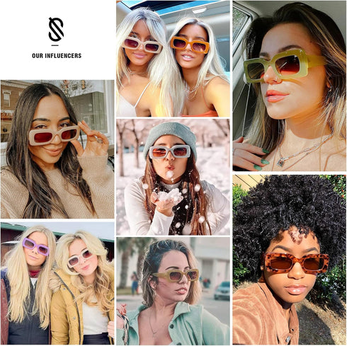 SOJOS Retro 90s Nude Rectangle Sunglasses Womens Mens Trendy Chunky Glasses...