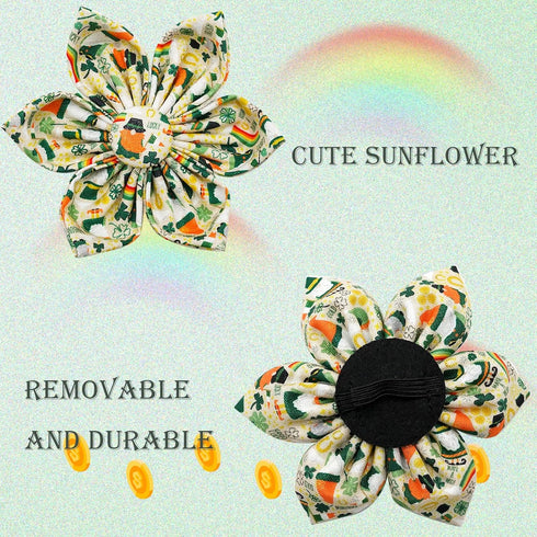 Elegant little tail St. Patrick's Day Dog Collar, Dog Collar with Flower, Green Clover Dog Collar Pet Gift Dog Flower Adjustable Dog Collar for Sm...