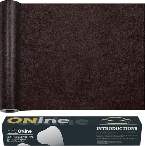 ONine Repair ?Leather Repair Tape, 12 x 48 inches Leather Repair for Furniture,Vinyl Repair Kit? Couch Patch?for Sofas, Furniture, Car Seats(Dark ...