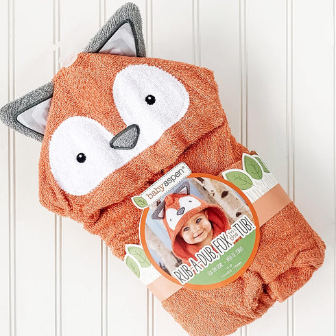 Baby Aspen "Rub-a-dub, Fox in the Tub Fox Hooded Baby Bath Towel/Baby/Toddler Robe, Baby Shower Gifts, 0-9 Months...