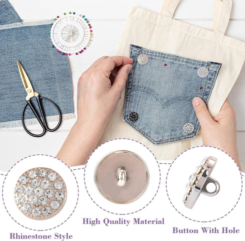 PAGOW 20Pcs AB 4 Styles Rhinestone Buttons Crystal Embellishments Sew on Clothing Buttons...