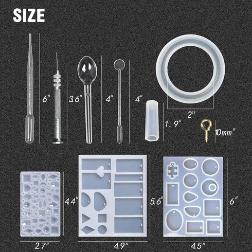 BRAVECOW 229Pcs DIY Jewelry Resin Casting Molds Silicone Epoxy Spoon Kit Craft Necklace Jewelry Pendant Making for Resin Crafts Beginners...