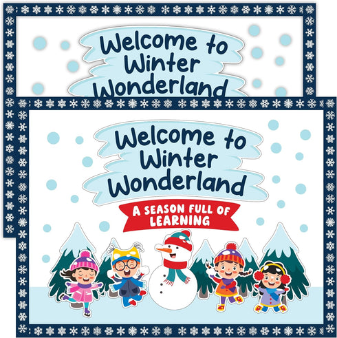 5 Pcs Winter Bulletin Board Decorations with Borders - Winter Decorations for Classroom, Winter Bulletin Board Set, Winter Bulletin Boards, Winter...