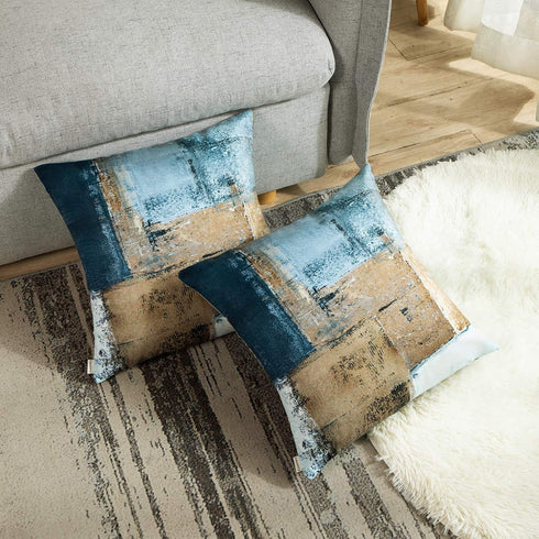 Britimes Throw Pillow Covers Modern Home Art Decor, 18 x 18 Inches Set of 2 Pillow Cases Decorative, Abstract Oil Painting Pillowcases for Bedroom...