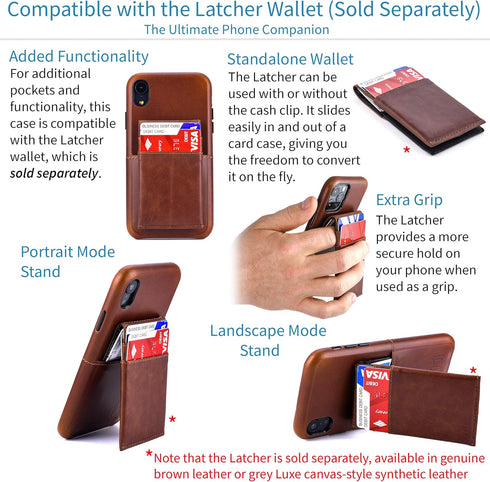 Dockem M1 Card Case for iPhone XR (6.1"): Slim Genuine Leather Wallet Case with Built-in Metal Plate for Magnetic Mounting and Lay-Flat Card Slot:...