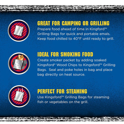 Kingsford Heavy Duty Aluminum Grill Bags, 4 Pack | Foil Packets for Grilling, Recyclable And Disposable Grilling Accessories | Foil Bag Measures 1...