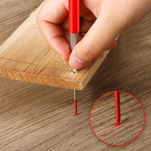 Enhon 2mm Mechanical Carpenter Pencil Set with 12 Marker Refills and Sharpener, Woodworking Marking Tool Solid Deep Hole Construction Pencil, Exte...