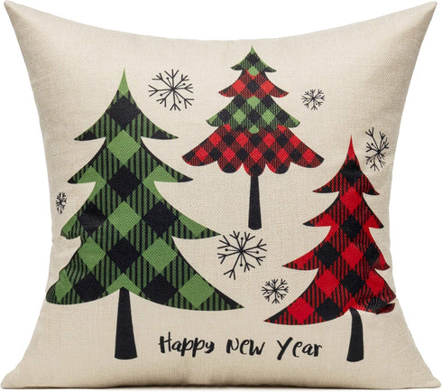 VAKADO Farmhouse Christmas Throw Pillow Covers Outdoor 20x20 Set of Decorations Buffalo Check Red Deer Plaids Cushion Cases Winter Livingroom Snow...