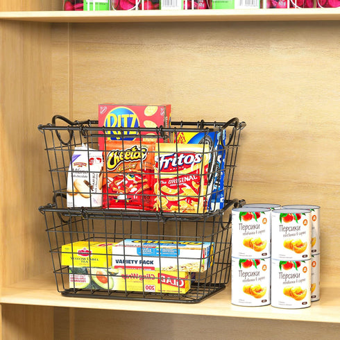Simple Houseware 2 Pack Stackable Single Wire Basket, (11.5 x 15 x 7.5 in)...