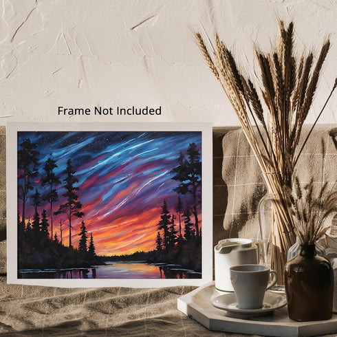 Posterizer 1 pcs- mountains, trees, night sky landscape nature 4-Landscape & Nature Art-Floral Botanical Art- Decor for Home & Office- unframed wa...