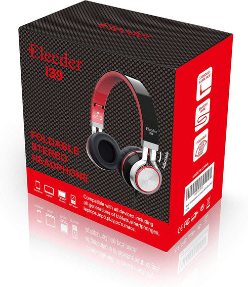 ELECDER i39 Headphones with Microphone Foldable Lightweight Adjustable On Ear Headsets with 3.5mm Jack for Cellphones Computer MP3/4 Kindle School...