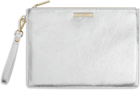 KATIE LOXTON Luxe Womens Medium Vegan Leather Wristlet Strap Clutch Purse Metallic...