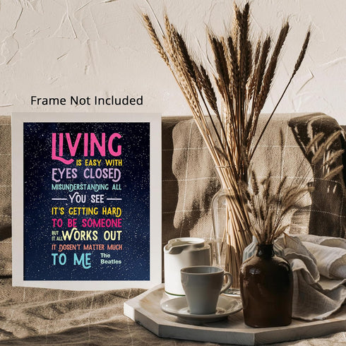 Posterizer 1 pcs-Living Is Easy With Eyes closed-Strawberry Fields Forever-The Beatles Poster-Musical Art Collection-Quotes-Gift for Music Fans- u...
